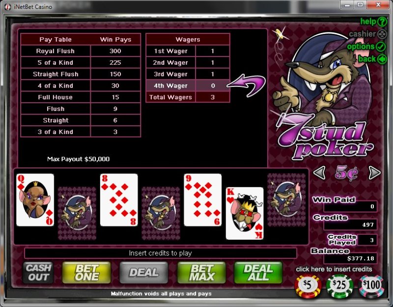 Видеопокер семикарточный стад - 7 Card Stud