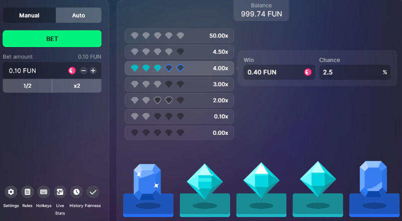 крипто-игра Бриллианты - Diamonds