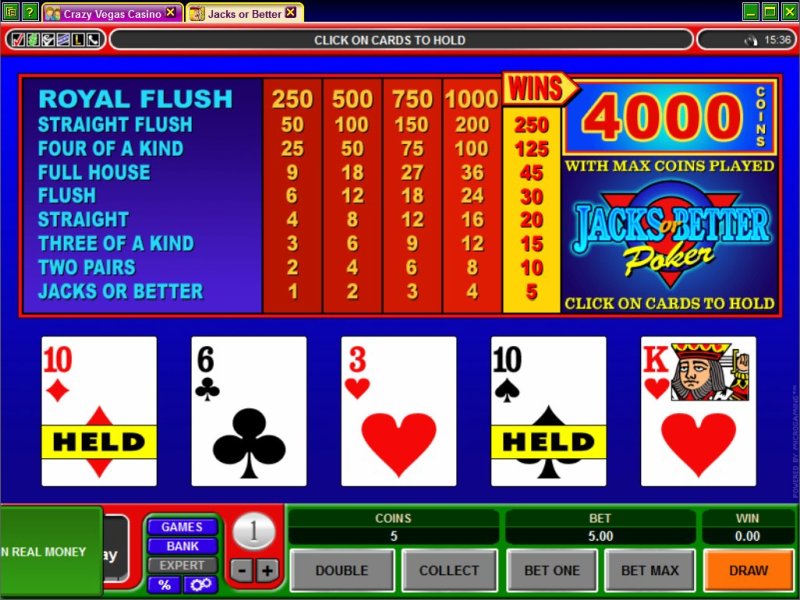 Видеопокер Валеты и выше - Jacks or Better